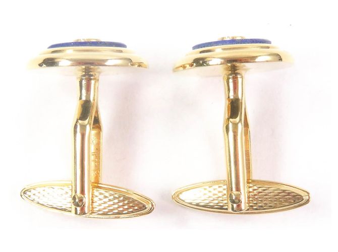 Alfred Dunhill Gemelli e spilla per cravatta Dunhill in Lapis Lazuli 2 vie Blu D'oro - vista 4