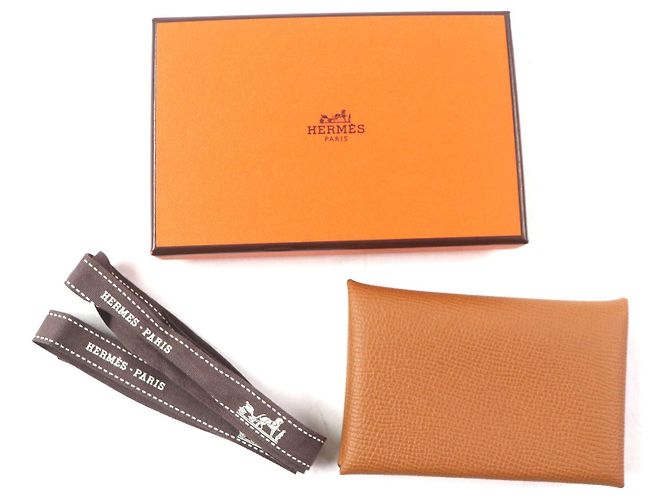 Tarjetero Calvi en Epsom de Hermès Dorado - vista 2