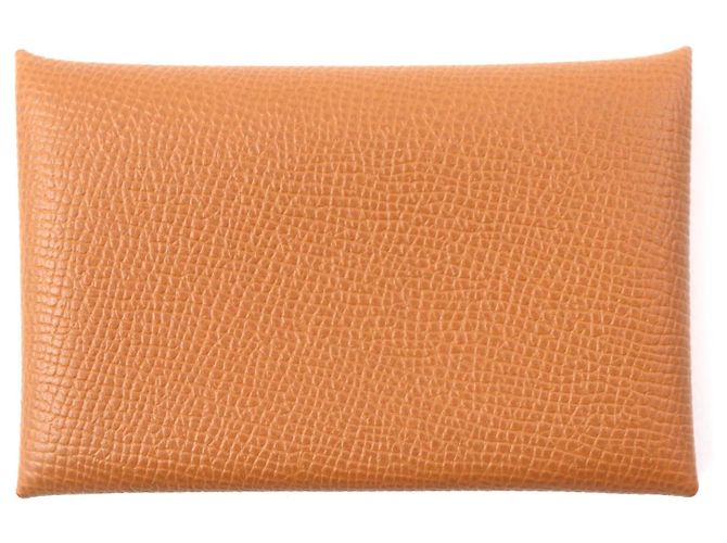 Tarjetero Calvi en Epsom de Hermès Dorado - vista 3