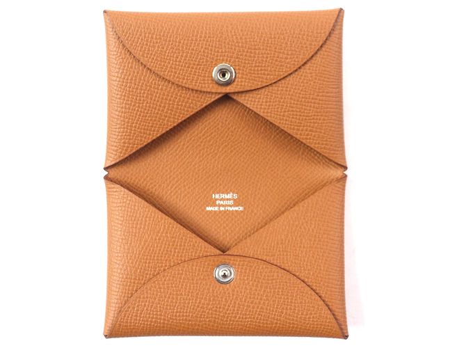 Tarjetero Calvi en Epsom de Hermès Dorado - vista 5