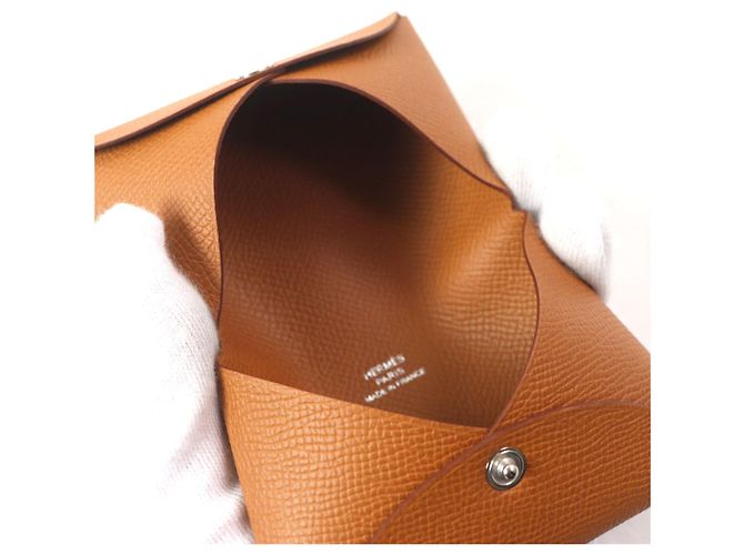 Tarjetero Calvi en Epsom de Hermès Dorado - vista 7