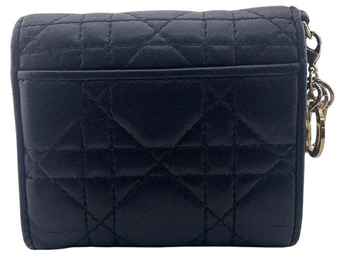 Billetera de cuero plegable en tres Christian Dior Negro - vista 2
