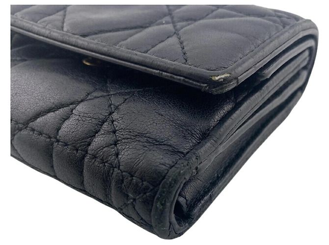 Billetera de cuero plegable en tres Christian Dior Negro - vista 4