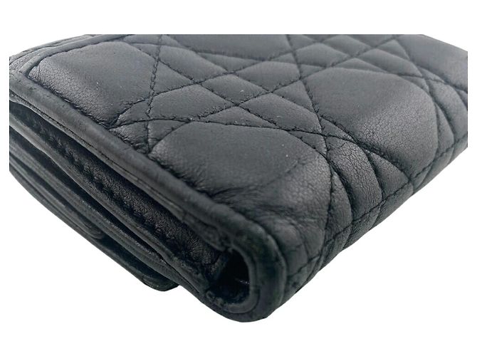 Billetera de cuero plegable en tres Christian Dior Negro - vista 5
