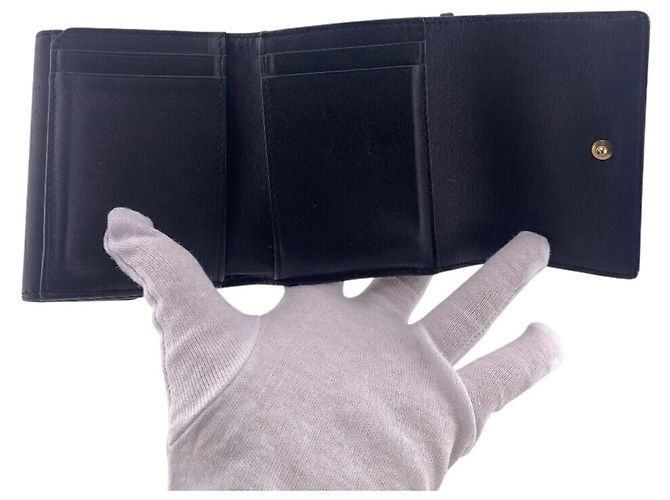 Billetera de cuero plegable en tres Christian Dior Negro - vista 7