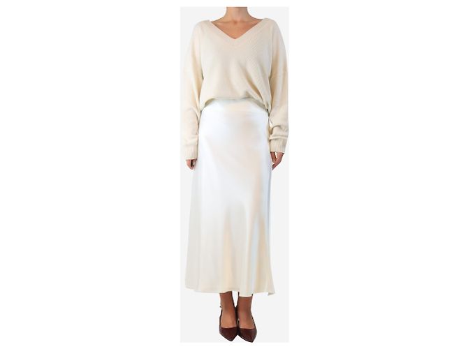 Autre Marque Falda midi de satén blanco - talla UK 12 - vista 2