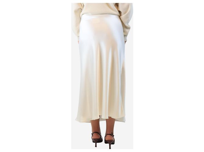 Autre Marque Falda midi de satén blanco - talla UK 12 - vista 3