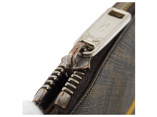 Sac à main pour homme Fendi - Pochette Zucca Marron Jaune - vue 11
