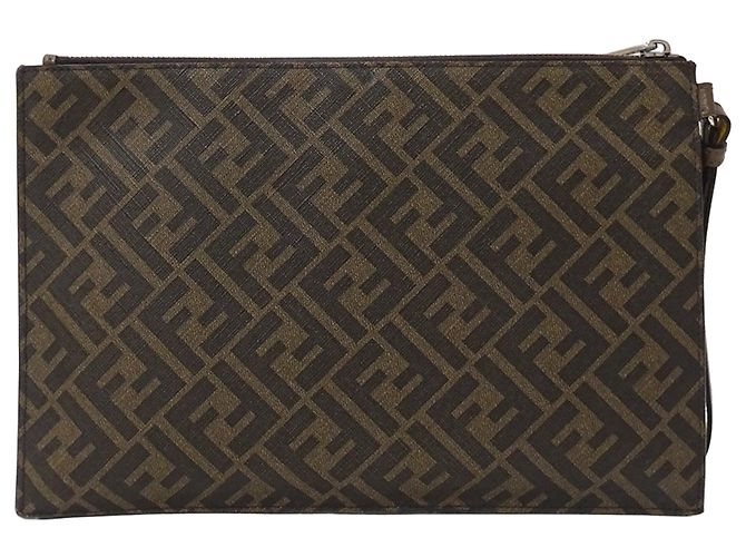 Sac à main pour homme Fendi - Pochette Zucca Marron Jaune - vue 2