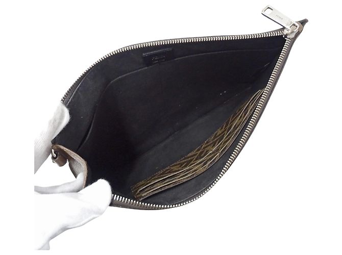 Sac à main pour homme Fendi - Pochette Zucca Marron Jaune - vue 4