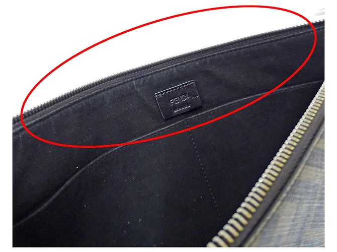 Sac à main pour homme Fendi - Pochette Zucca Marron Jaune - vue 8
