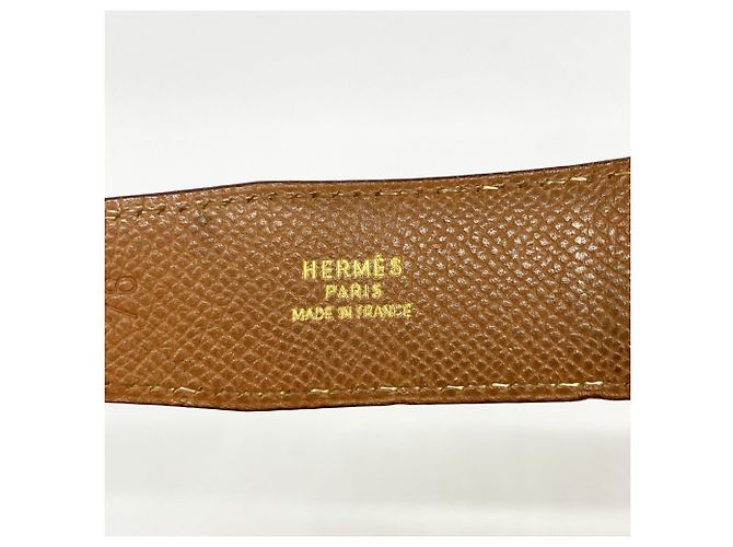 Cinturón Hermès Constance de piel de ternera box Negro Dorado - vista 2