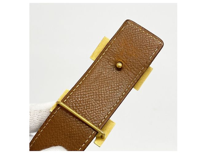 Cinturón Hermès Constance de piel de ternera box Negro Dorado - vista 7