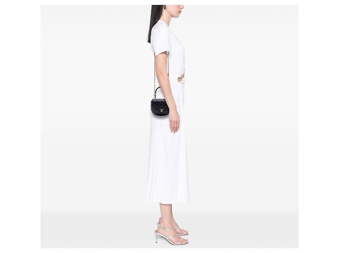 Chanel Preto CC Couro de Corde Quilted Bolsa Meia-Lua com Alça Superior - vue 9