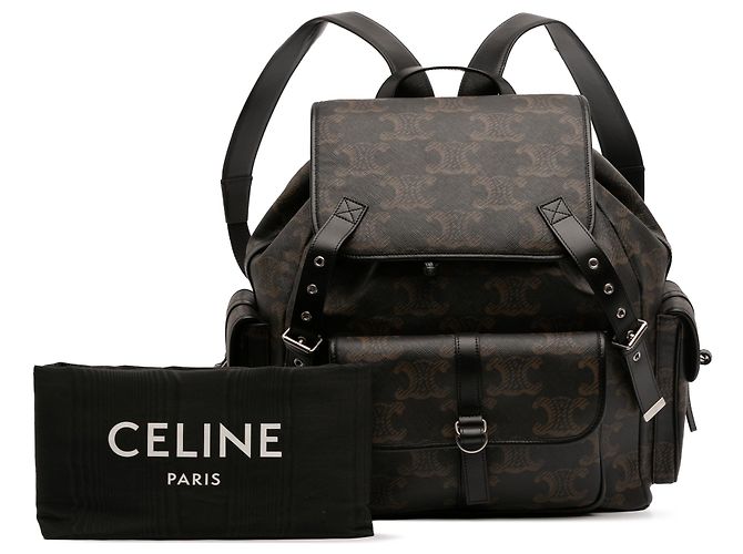 Céline Celine Brauner Medium Triomphe beschichteter Canvas-Rucksack Dunkelbraun - Ansicht 12