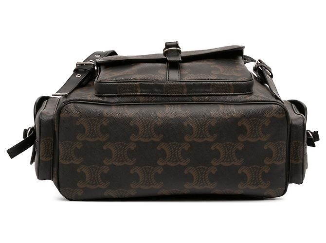 Céline Celine Brauner Medium Triomphe beschichteter Canvas-Rucksack Dunkelbraun - Ansicht 3