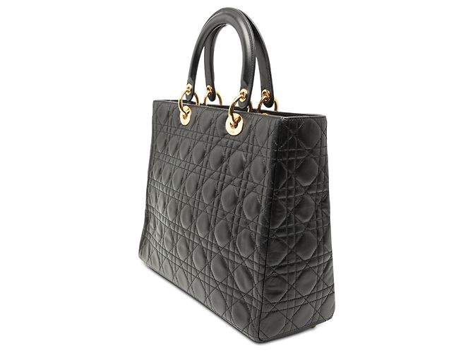 Dior Nero Grande Borsa in Agnello Cannage Lady Dior - vista 2