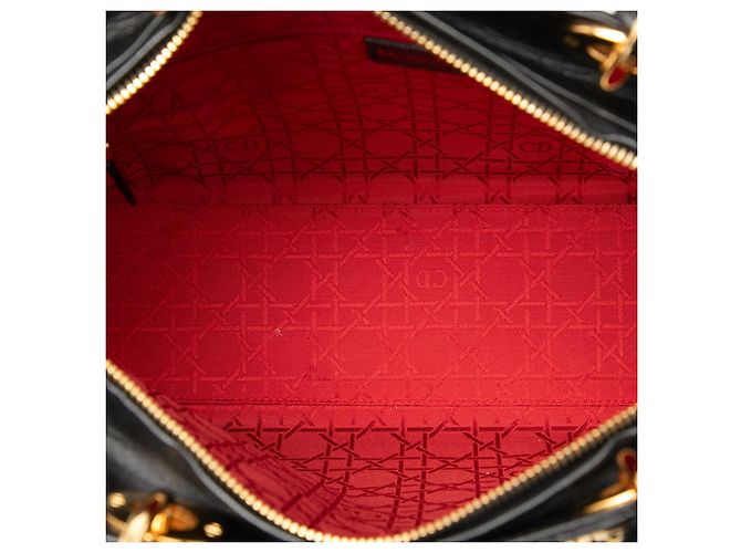 Dior Nero Grande Borsa in Agnello Cannage Lady Dior - vista 4