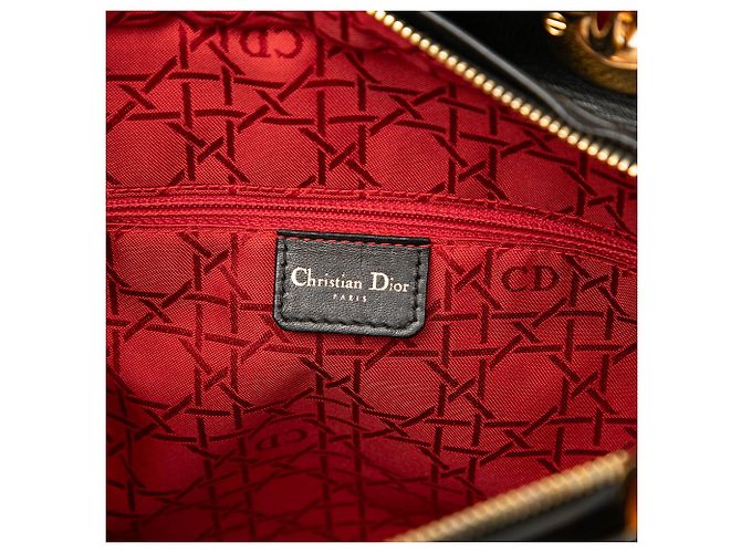 Dior Nero Grande Borsa in Agnello Cannage Lady Dior - vista 5
