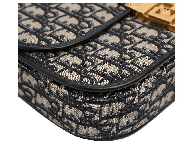 Borsa a tracolla Dior in tela blu obliqua Blu navy - vista 10