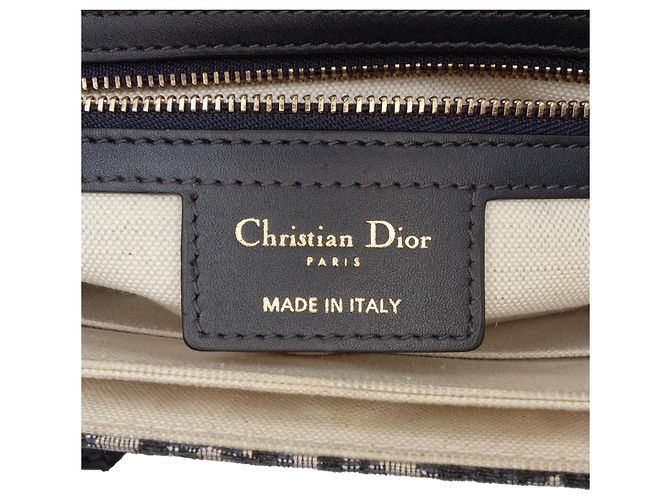Borsa a tracolla Dior in tela blu obliqua Blu navy - vista 5