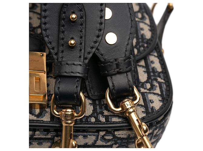 Borsa a tracolla Dior in tela blu obliqua Blu navy - vista 8