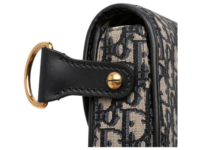 Borsa a tracolla Dior in tela blu obliqua Blu navy - vista 9