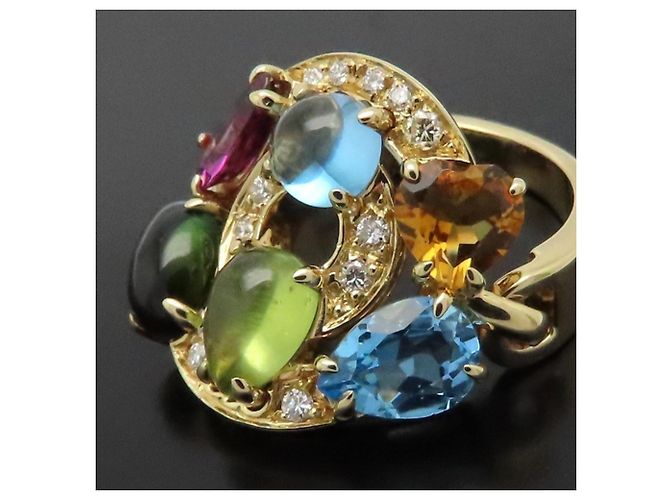 Bulgari Anello Bvlgari Astrale Cerchi Multi-Gem D'oro - vista 6