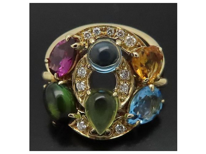 Bulgari Anello Bvlgari Astrale Cerchi Multi-Gem D'oro - vista 7