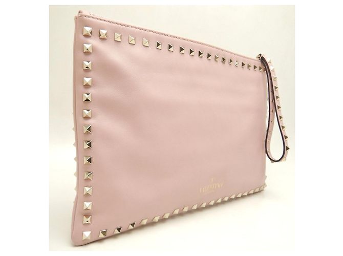Clutch in pelle di agnello Rockstud VALENTINO Rosa - vista 3
