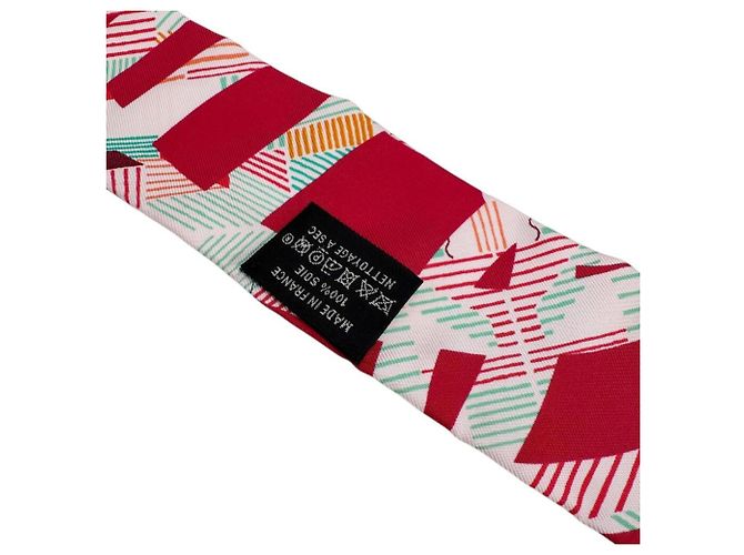 Hermès HERMES Cavalcadour Sciarpa Twilly in Seta Rosa Lampone Verde Mattina Rosso - vista 4