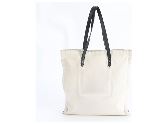 Jimmy Choo Leder-Canvas-Shopper Schwarz Aus weiß - Ansicht 3