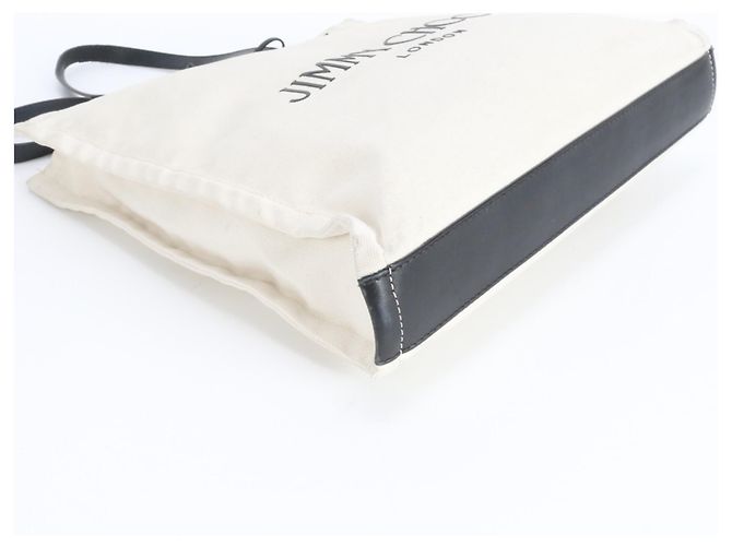 Jimmy Choo Leder-Canvas-Shopper Schwarz Aus weiß - Ansicht 4