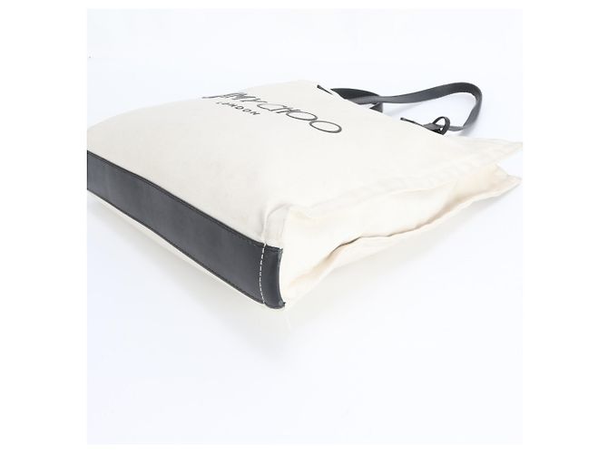 Jimmy Choo Leder-Canvas-Shopper Schwarz Aus weiß - Ansicht 5