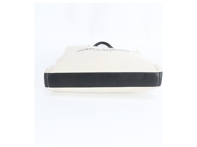 Jimmy Choo Leder-Canvas-Shopper Schwarz Aus weiß - Ansicht 6