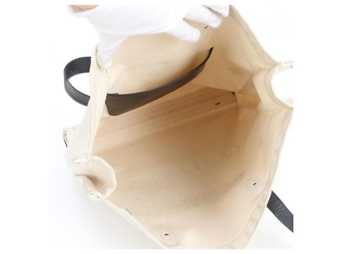 Jimmy Choo Leder-Canvas-Shopper Schwarz Aus weiß - Ansicht 7