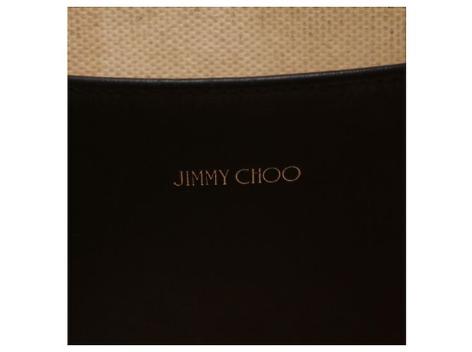 Jimmy Choo Leder-Canvas-Shopper Schwarz Aus weiß - Ansicht 8