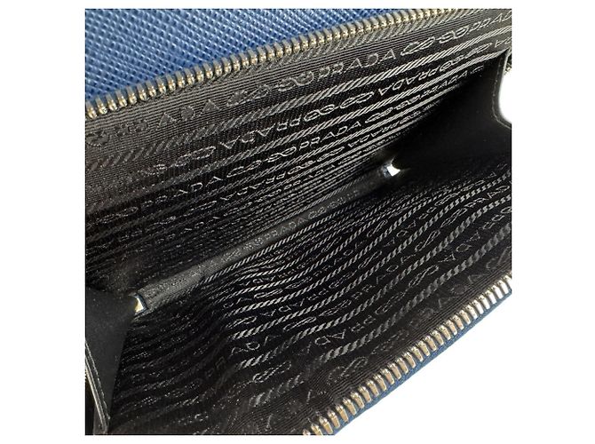Borsa a spalla in pelle blu Prada - vista 6