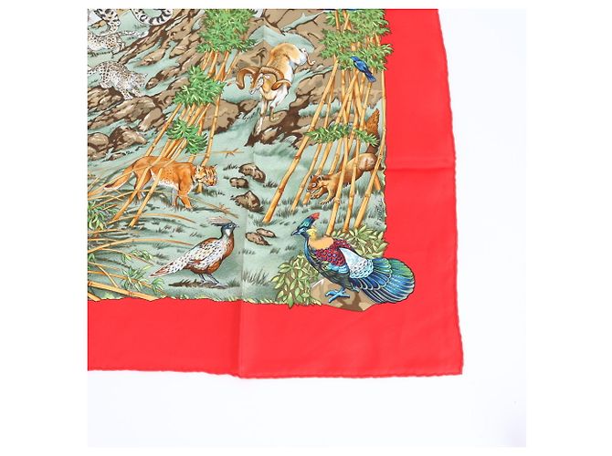 Silk In Bufanda de seda Sichuan Carre 90 de Hermès Roja - vista 4