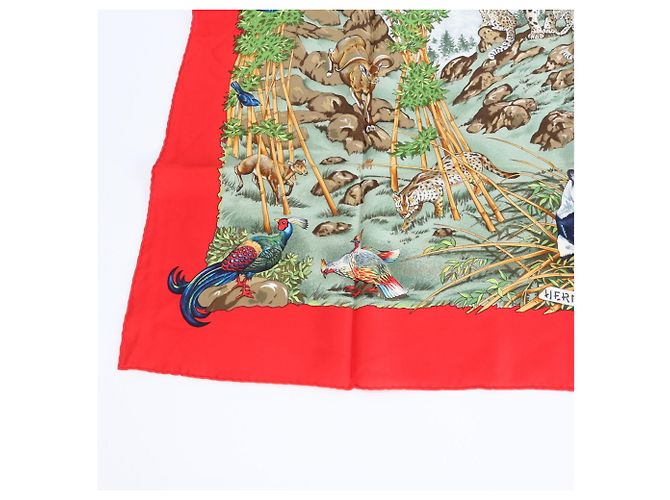 Silk In Bufanda de seda Sichuan Carre 90 de Hermès Roja - vista 5