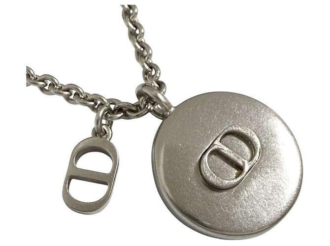 Collana Pendente Oblique Circle da Uomo Christian Dior Nero Argento - vista 2