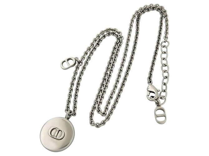 Collana Pendente Oblique Circle da Uomo Christian Dior Nero Argento - vista 4