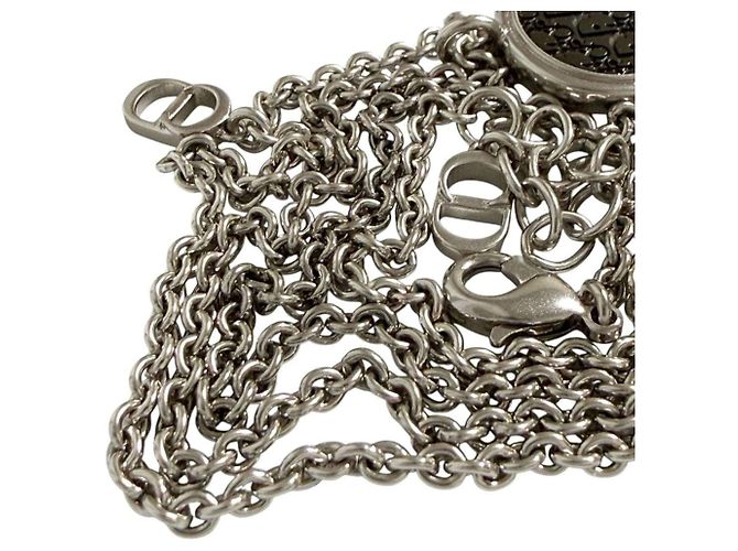 Collana Pendente Oblique Circle da Uomo Christian Dior Nero Argento - vista 5