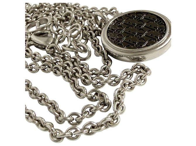 Collana Pendente Oblique Circle da Uomo Christian Dior Nero Argento - vista 6