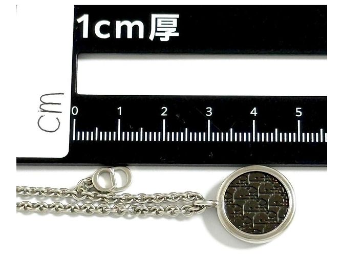 Collana Pendente Oblique Circle da Uomo Christian Dior Nero Argento - vista 8