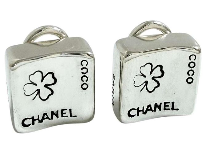 Orecchini quadrati a cubo da donna Chanel in argento - vista 2