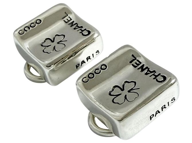 Orecchini quadrati a cubo da donna Chanel in argento - vista 4