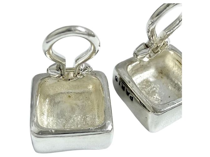 Orecchini quadrati a cubo da donna Chanel in argento - vista 7