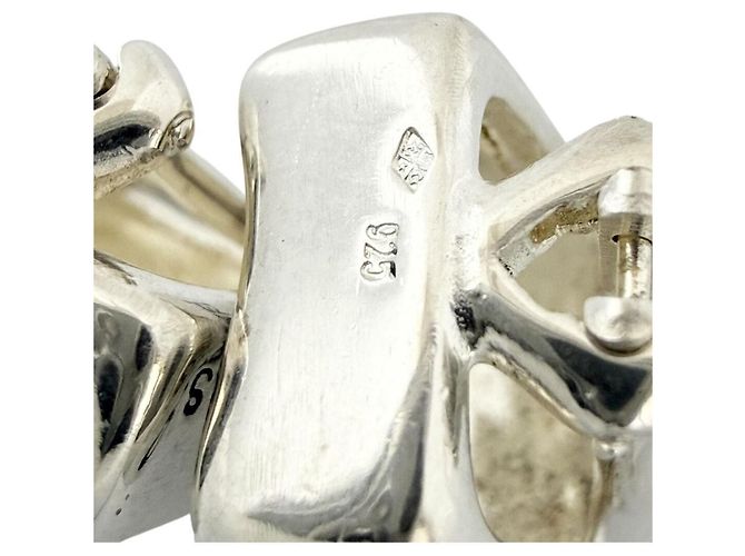 Orecchini quadrati a cubo da donna Chanel in argento - vista 8