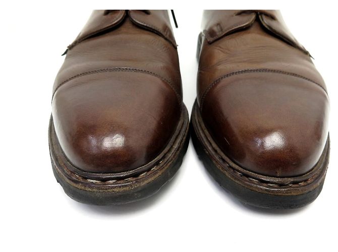 SCARPE PARABOOT AZAY GRIFF II DERBY 12 46 SUOLE IN GOMMA DI CUOIO Marrone - vista 4